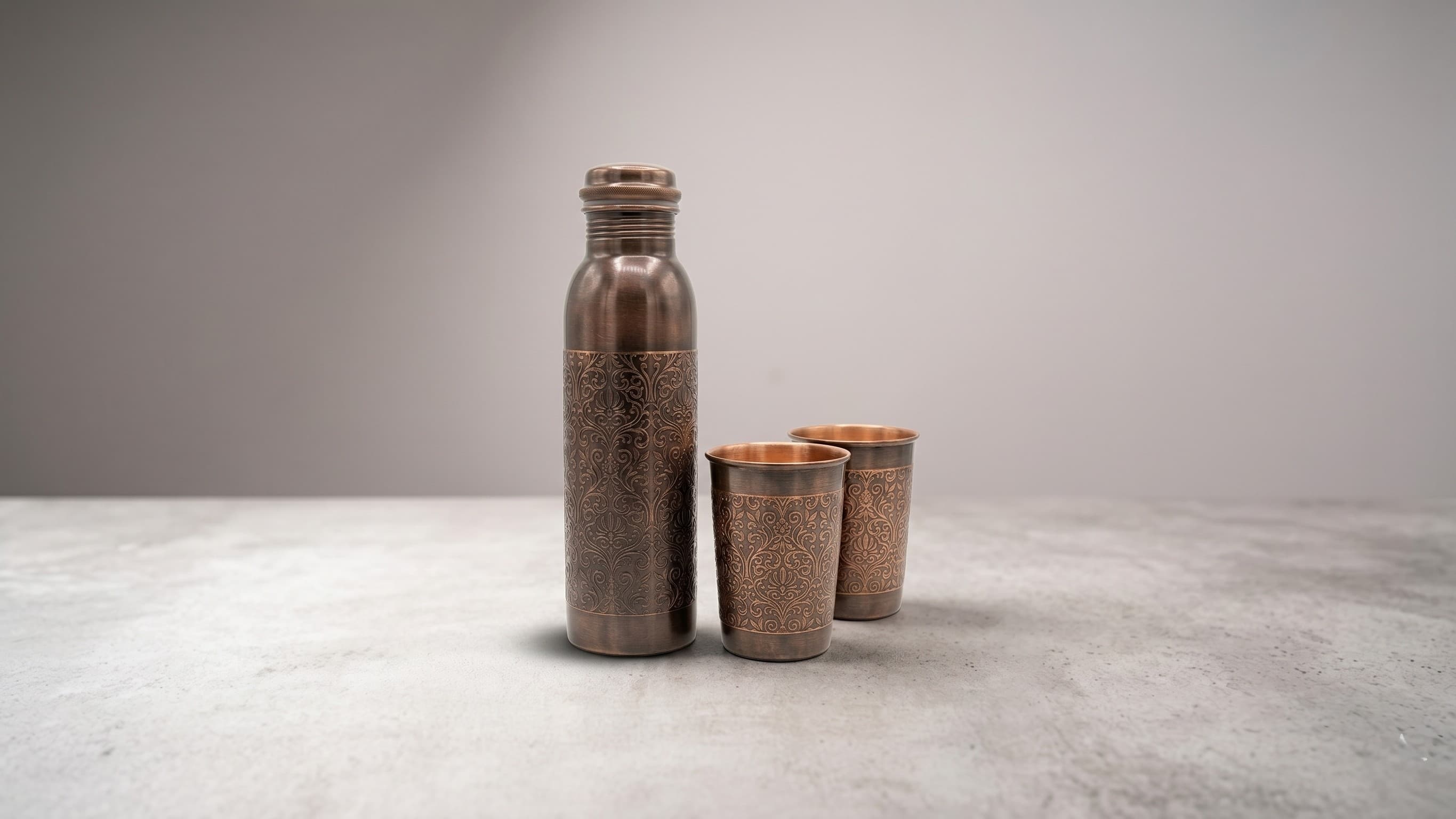 Copper Bottle with Glass Set