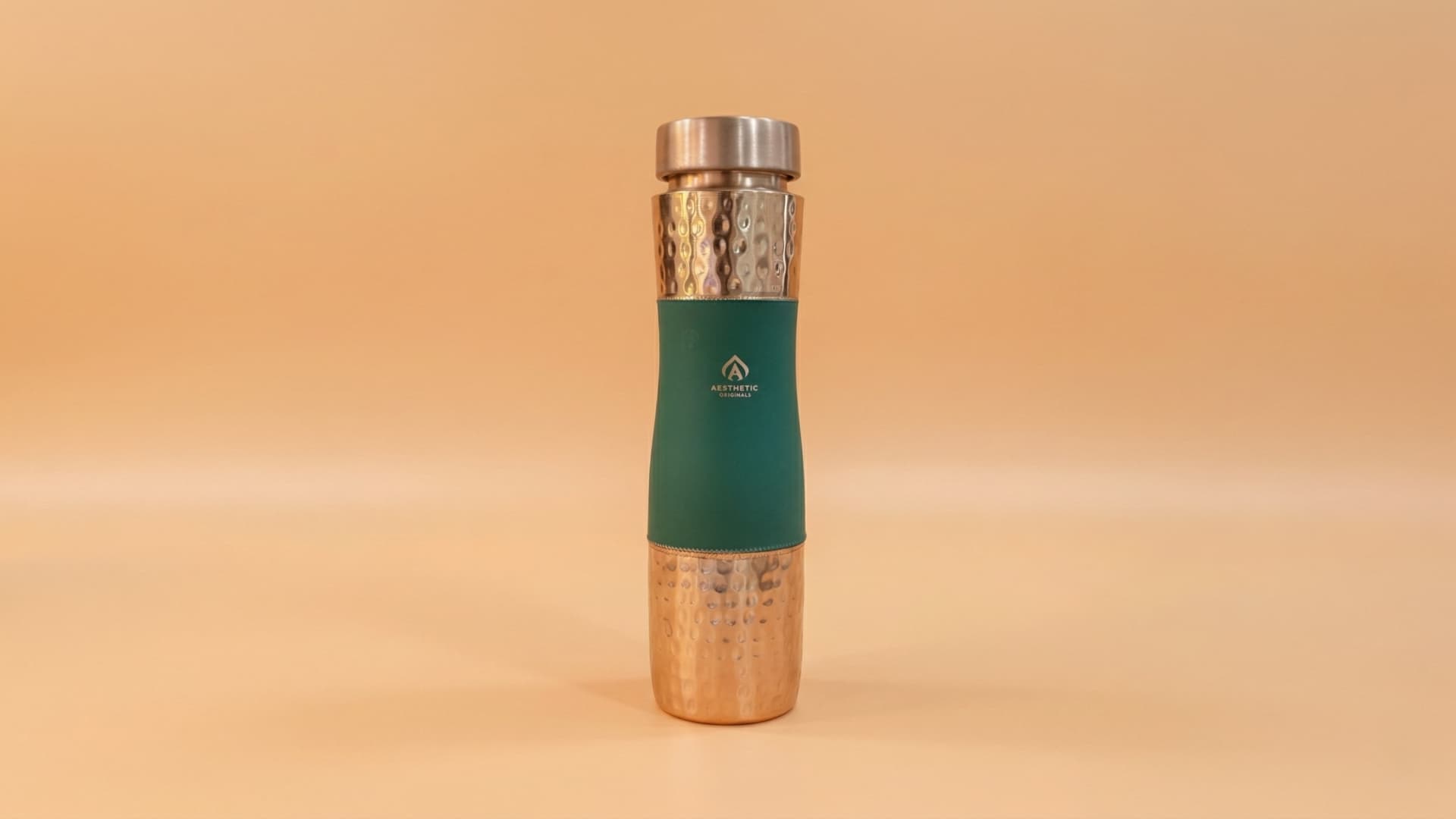 Copper Bottle with Half Hammered