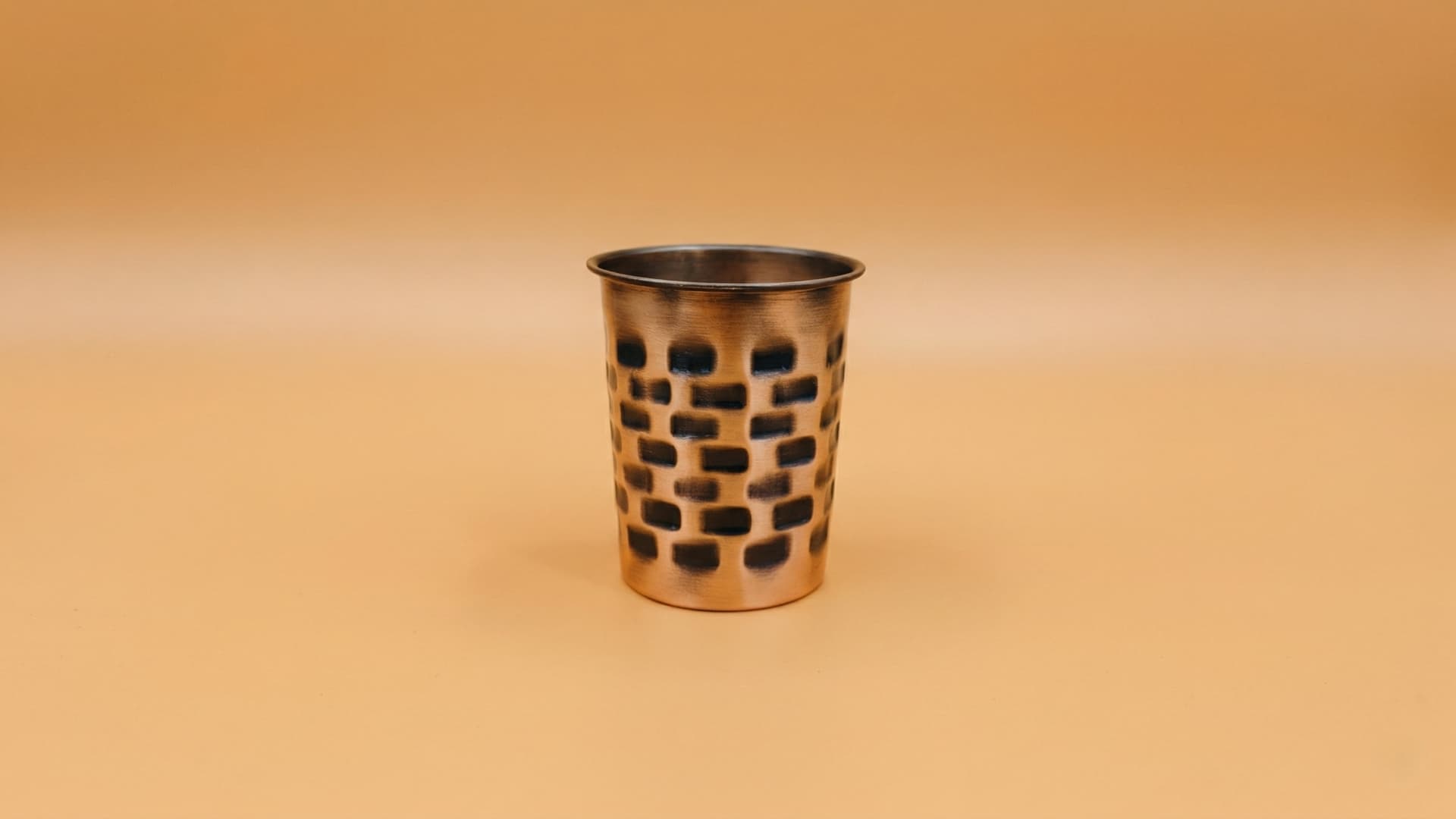 Copper Water Glass with Half Hammered